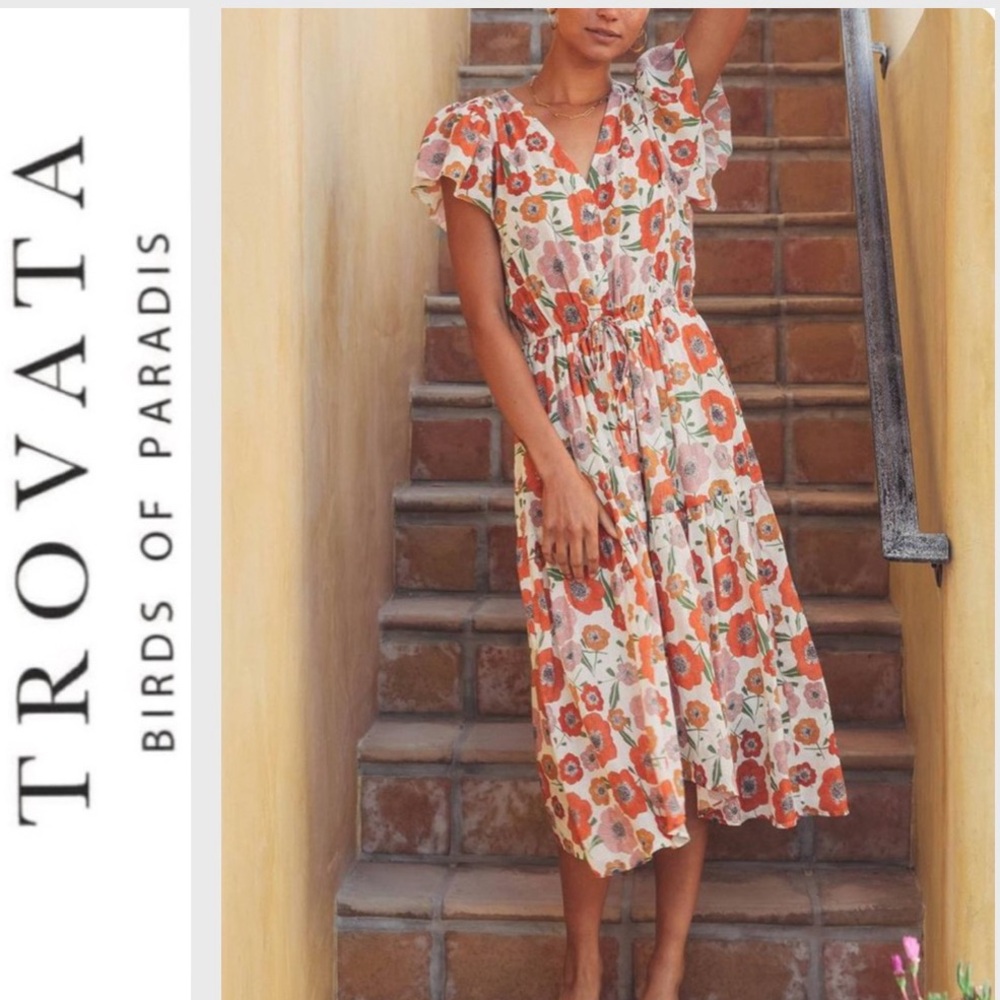 NEW NWOT TROVATA trovata kristi dress in POPPY Small - Picture 1 of 10